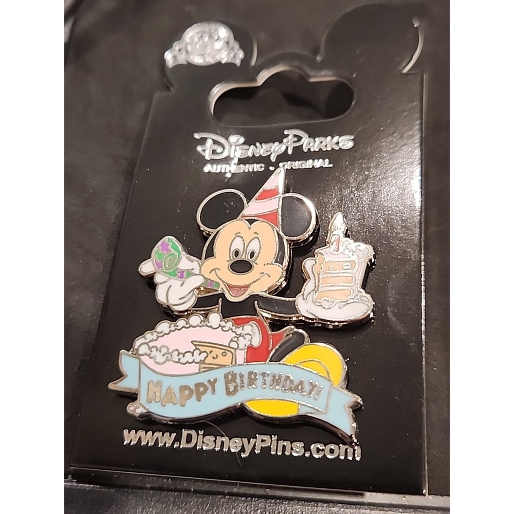 Disney Pin Mickey Mouse Happy Birthday Cake Candle Banner Party Time 2016 116058